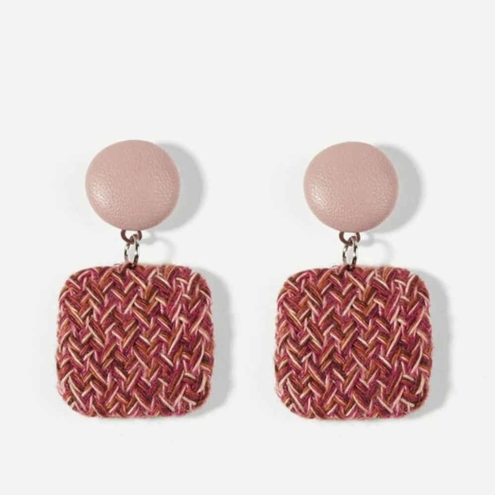 MOD Pink Braided Drop Earrings - Picture 2 of 5